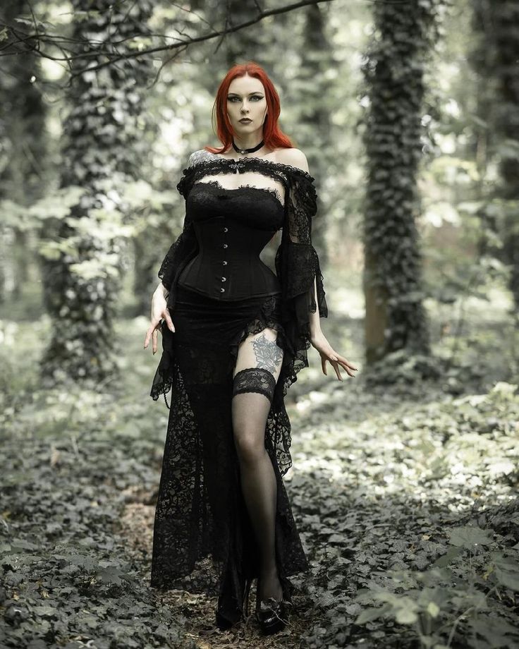 Gothic Romance Black Lace Corset Dress